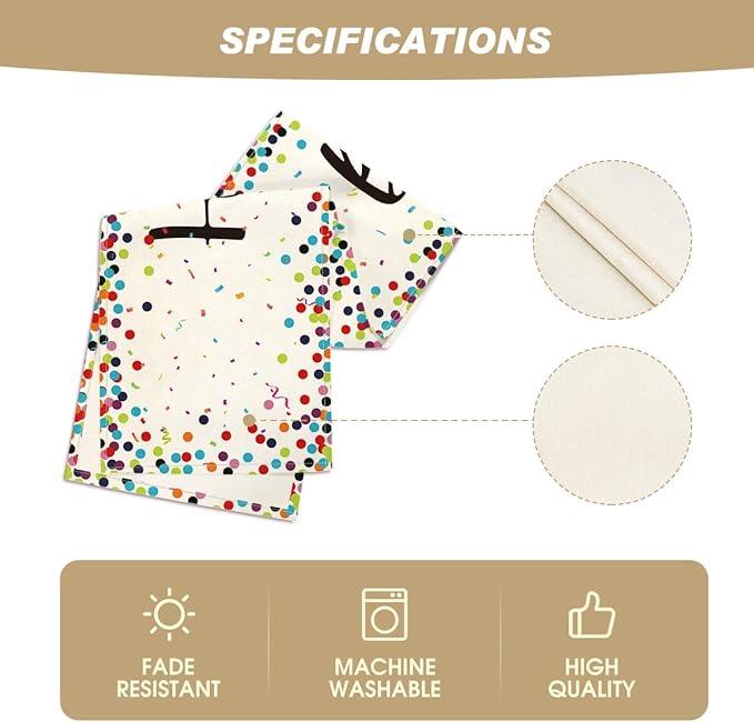 Artoid Mode Polka Dot Beige Happy Birthday Table Runner, Seasonal Kitchen Dining Table Decoration for Home Party Decor 13x120 Inch