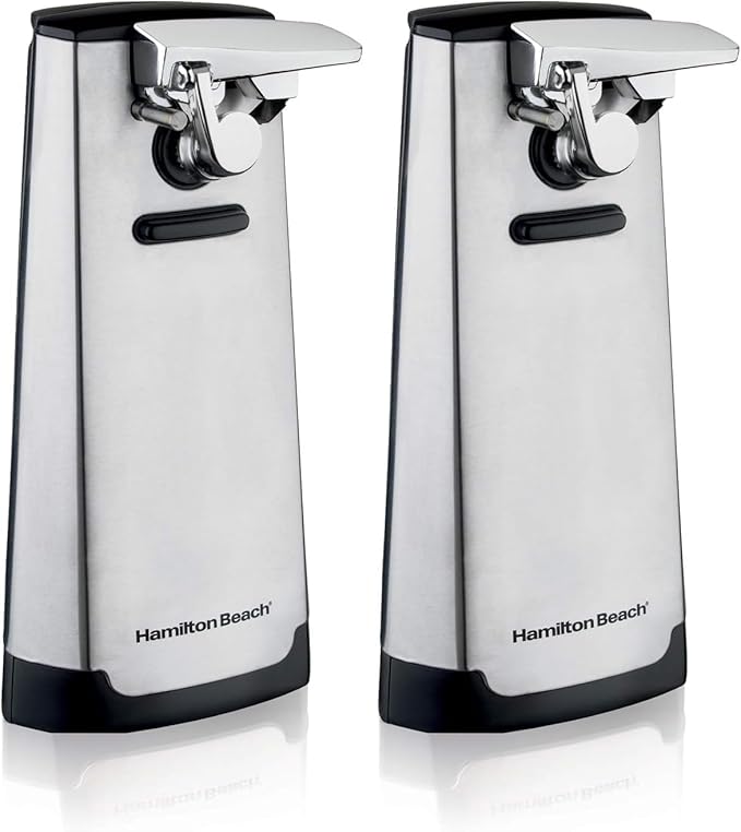 Hamilton Beach Extra-Tall Electric Automatic Can Opener with Easy-Clean Detachable Cutting Lever,Cord Storage,Knife Sharpener,Brushed Stainless Steel (76700),(Pack of 2)