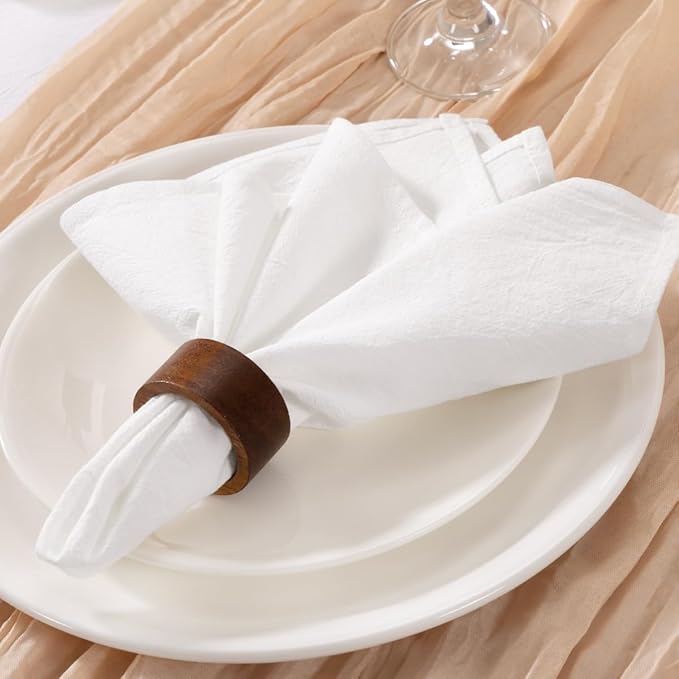 MLMW White Cloth Napkins Set of 6 Spring Easter Cotton Linen Napkins Cloth Bulk Washable Dinner Napkins 16"×16" for Wedding Party Baby Bridal Shower Birthday Table Decor