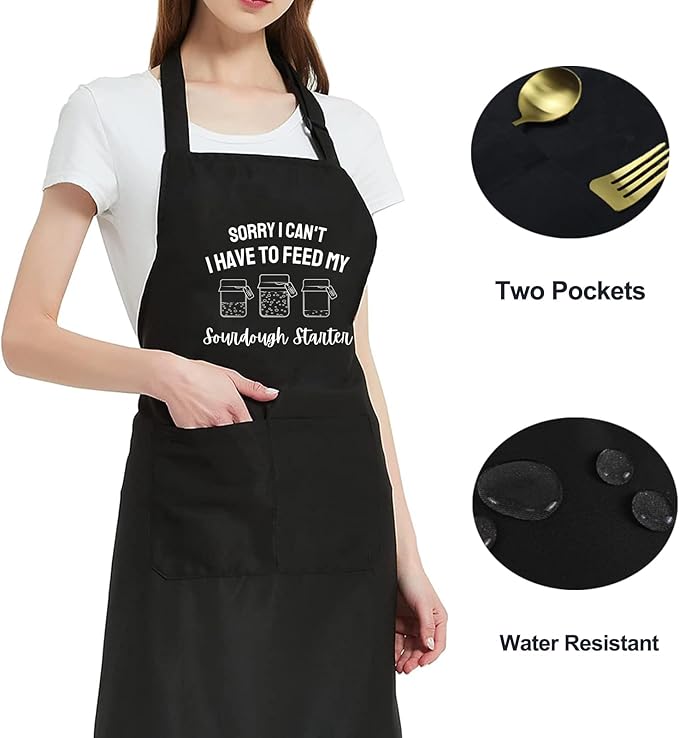 Funny Waterdrop Resistant Aprons for Women with 2 Pockets, Adjustable Bib Chef Kitchen Apron for Cooking Baking