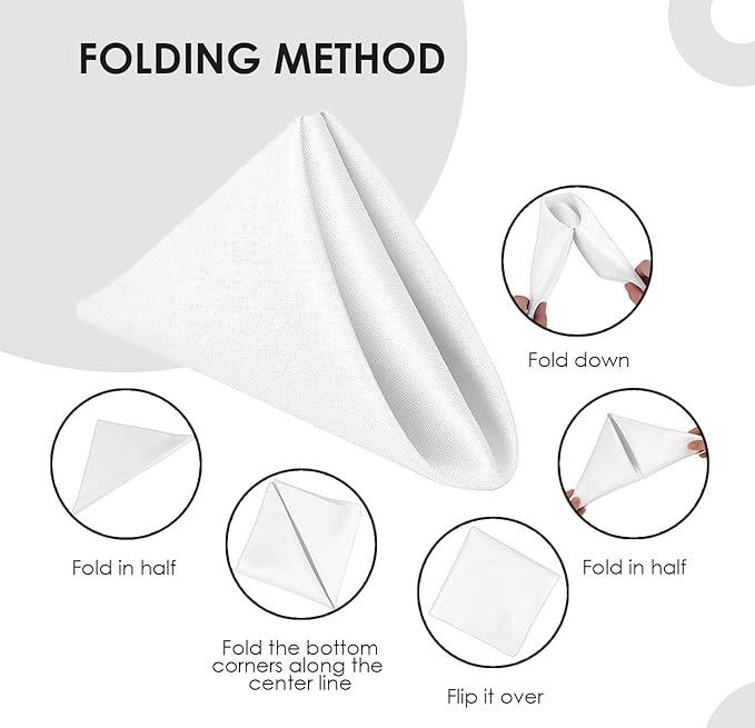 Avalon Kitchen White Cloth Napkins Bulk (Pack of 24) - 100% Polyester Dinner Linen Napkins Cloth Washable & Reusable - Durable with Hemmed Edges - Ideal for Parties and Weddings (17x17 Inches)