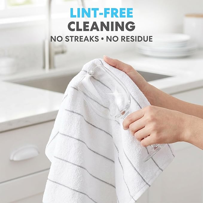 Simpli-Magic 79291 Microfiber Kitchen Towels, Grey/White, 15"x25", 12 Pack