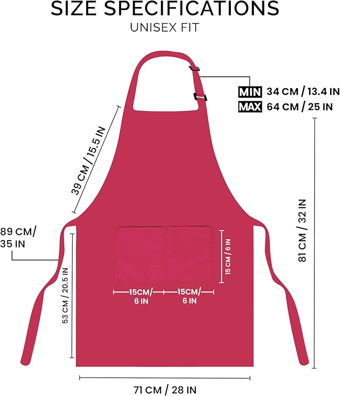 Utopia Kitchen 2 Pack Bib Apron, Adjustable with 2 Pockets, Water and Oil Resistant, Cooking Kitchen Chef Apron for Women Men