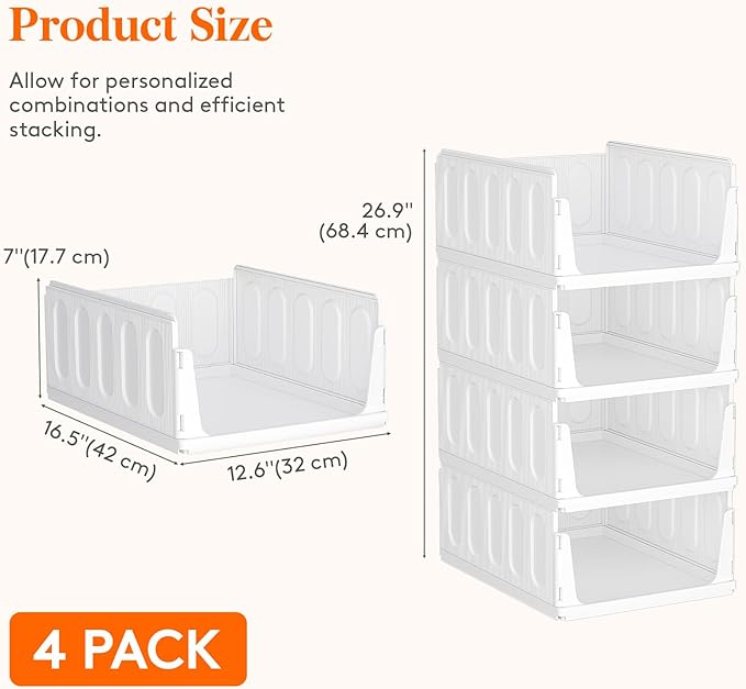 Lifewit 20 Pack Stackable Closet Organizers and Storage Basket for Clothes, Plastic Sweater Storage Bins for Wardrobe, Multifunctional Pants Organizer for RV, Pantry, Kitchen, Dorm, 32 cm/12.6 inch(L)