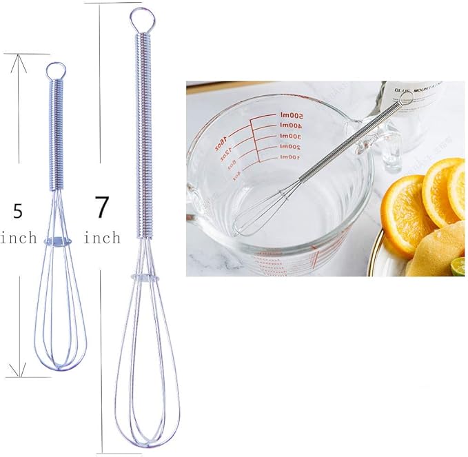 zYoung Mini Whisks Set of 2, 5 Inches and 7 Inches Tiny Whisk for Whisking, Beating, Blending Ingredients, Mixing Sauces