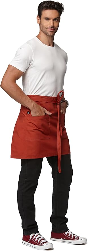 Unisex Waist Apron Half Bistro Apron Server Aprons with Pockets Waterproof 4251BY