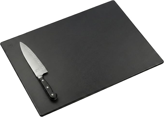 Black Plastic Cutting Board - 18 x 12 Inch Large, 1/2" Thick HDPP Poly for Restaurants and Commercial Kitchens, NSF Stamped