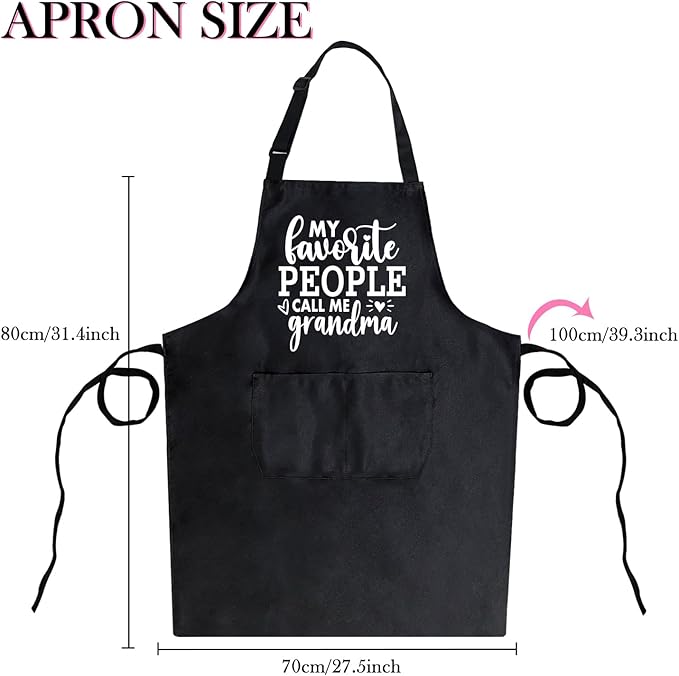 Black Baking Aprons for Women, Adjustable Cooking Baking Kitchen Aprons for Mom Chef with Pockets