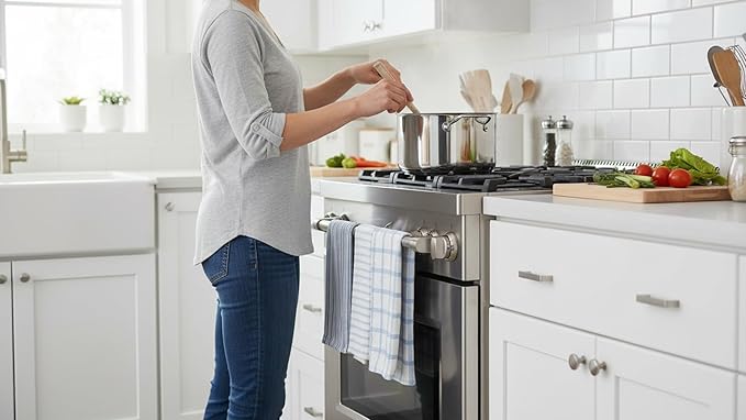 KAF Home Assorted Flat Kitchen Towels - Set of 10, 18 x 28 Inch (Sky)