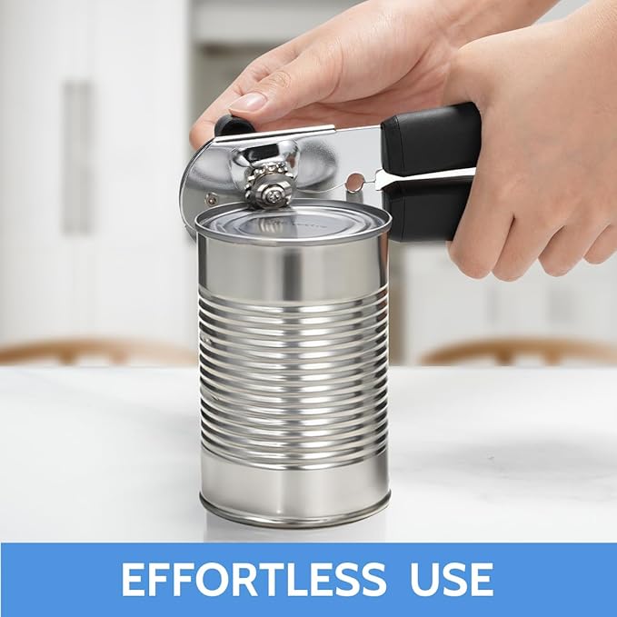 Sopito Can Opener Manual Magnetic Can Openers for Seniors Heavy Duty with Sharp Stainless Steel Blade, Black