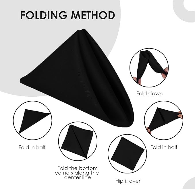 Avalon Kitchen Black Cloth Napkins Bulk (Pack of 24) - 100% Polyester Dinner Linen Napkins Cloth Washable & Reusable - Durable with Hemmed Edges - Ideal for Parties and Weddings (17x17 Inches)