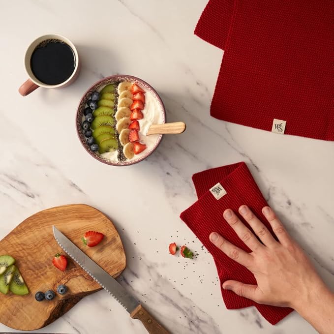 Wild & Stone | Organic Cotton Dish Cloth | Eco-Friendly Kitchen Cloth | Biodegradable & Compostable Cleaning Cloth | Berry