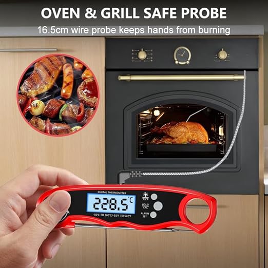 RIWUSI Meat Thermometer Digital, Instant Read Food Thermometer with Dual Probe, Backlight LCD Display, Calibration Function, Kitchen Accessories for BBQ Grill, Gift for Men Birthday, Dad & Mom