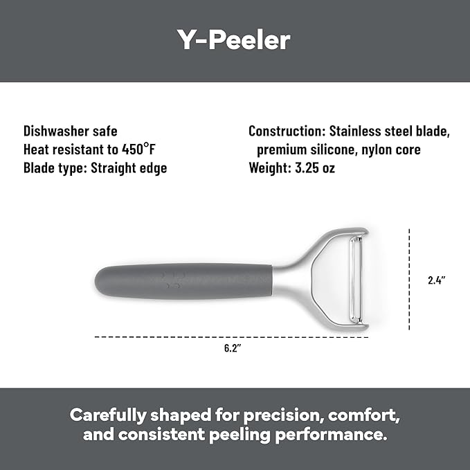 Misen Stainless Steel Vegetable Peeler - Dishwasher Safe Y Peeler - Easy to Use with Potatoes, Cabbage, Carrots, and More - Progessional Grade Kitchen Tool - Gray