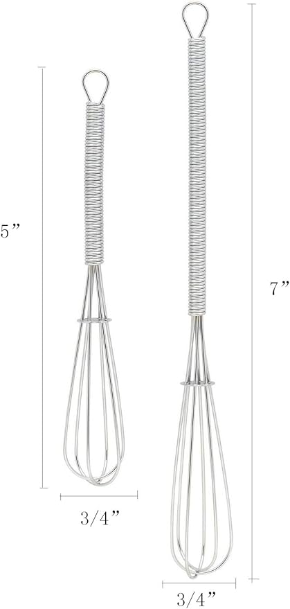 Honbay Mini Wire Kitchen Whisks-Each of 2PCS 5 Inches and 7 Inches