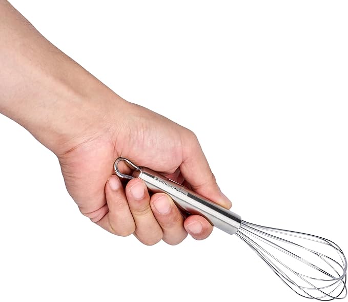 Restaurantware 9 in Stainless Steel Wire Whisk - German Standard Kitchen Balloon Whisk with Ergonomic Handle, Dishwasher Safe - Durable French Whisk for Cooking, Mixing Thick Batter and Sauce