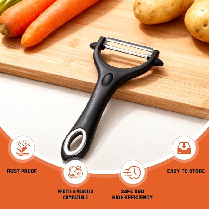 10 Pack Vegetable Potato Peeler for Kitchen,Ergonomic Soft-Touch Handle-Black (Black, 10 Pack)