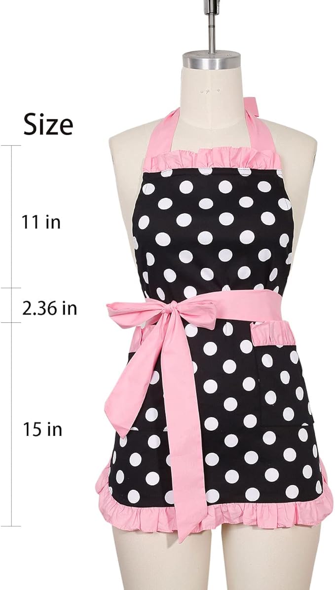 RosieLily Retro Aprons for Women with Pockets Vintage Apron Kitchen Apron for Cooking Baking Cute