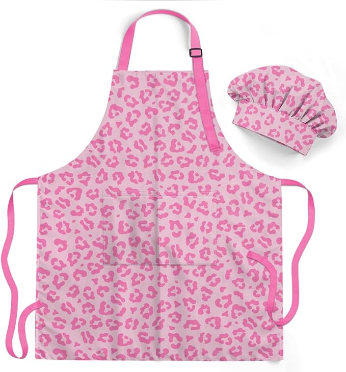 SANDJEST Kids Apron with Chefs Hat Set, Kitchen Apron Gifts