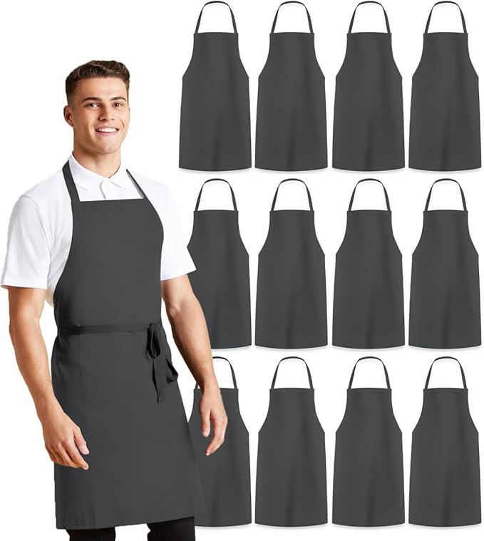 Avalon Kitchen Aprons for Men - 100% Polyester Chef Apron Women with Extra Long Ties - Cooking Aprons for Women & Mens Apron