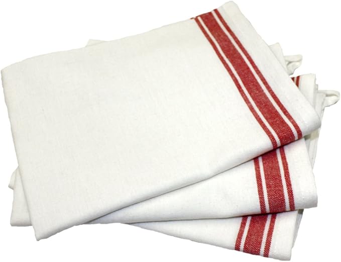 Aunt Martha's 18-Inch by 28-Inch Package of 3 Vintage Dish Towels,Cotton, Red Striped