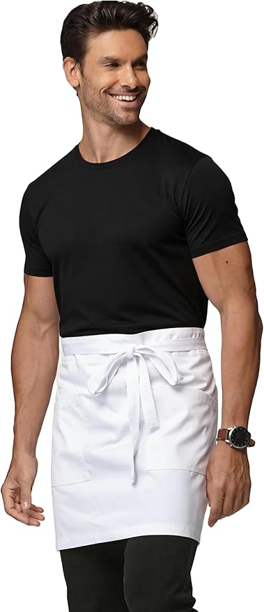 Unisex Waist Apron Half Bistro Apron Server Aprons with Pockets Waterproof 4251BY