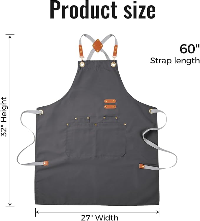 Aoomzoon Durable Kitchen Apron,Multifunctional Chef Aprons for Women & Men with Pockets for Cooking Baking & Daily Use
