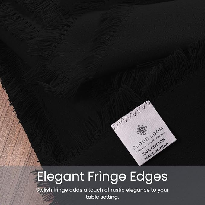 Cloth Dinner Napkins 100% Cotton Set of 6 - Soft Durable Reusable Napkins - Perfect for Dining Weddings Parties Holidays Christmas and Everyday Use - Large 20x20 Inch Cloth Napkins Black