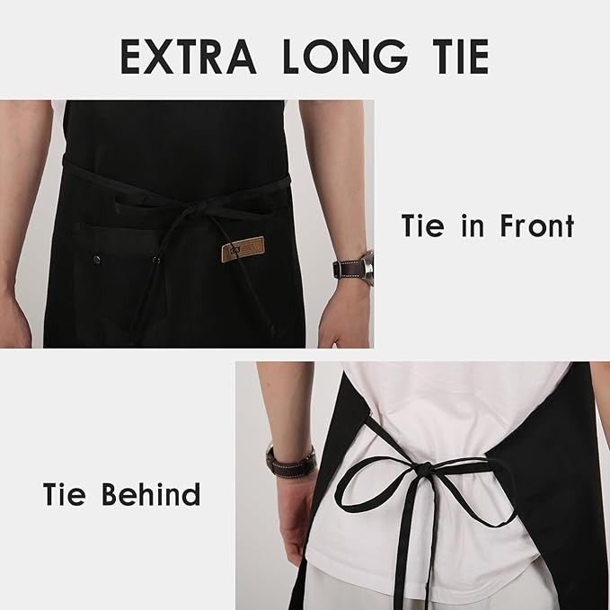 Yuubin Extra Large Aprons for Men Adjustable Button Apron with Pockets Chef Cooking Kitchen Aprons Women,Water&Oil Resistant