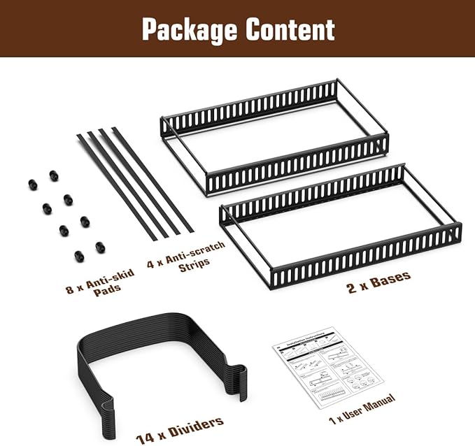 Housolution Cutting Board Organizer Rack, Expandable Baking Tray and Cookie Sheet Organizer with 14 Adjustable Dividers, Bakeware Muffin Tin Cupcake Pan Storage Organizer for Cabinet, Black