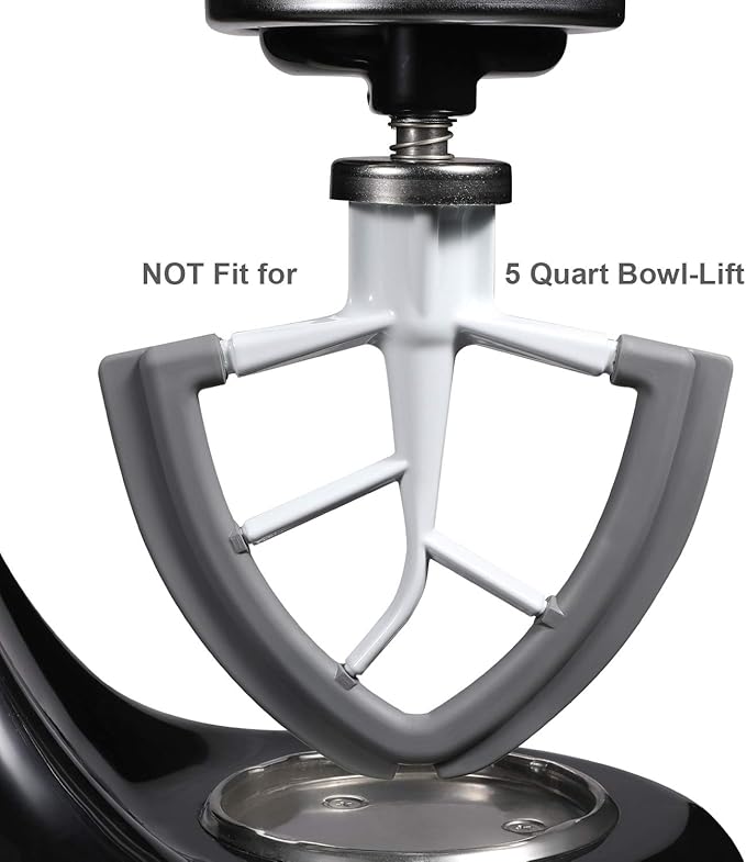 Flex Edge Beater for KitchenAid Tilt-Head Stand Mixer, 4.5-5 Quart Flat Beater Paddle with Flexible Silicone Edges Bowl Scraper, White