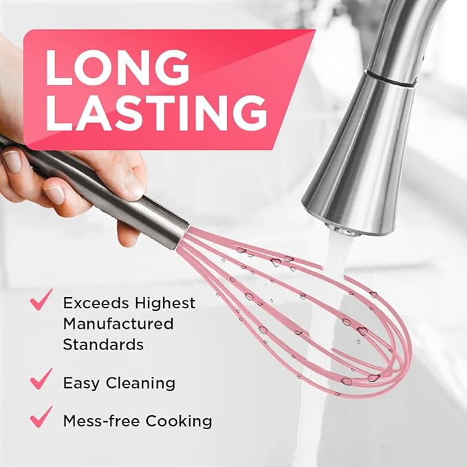 Silicone Whisk Set - Non-Scratch - Pink