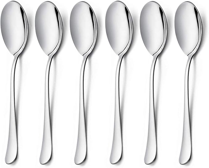 HaWare Serving Spoons X 6, 9.8 inches Large Size Stainless Steel Spoon Service for Home, Elegant Design for Kitchen/Buffet/Party, Mirror Polished and Dishwasher Safe(6 Pack)