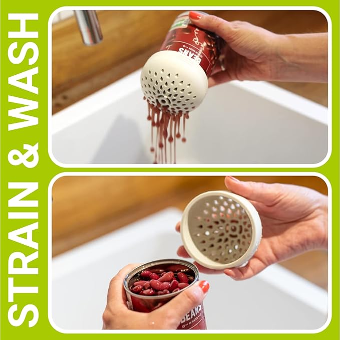 (BLUE) Nesting Can Strainer Mini Colander Set - Space Saving Small Colanders and Strainers - Multi Use Kitchen Gadget - Silicone Can Strainer