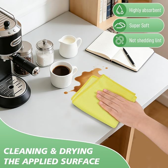 SINLAND Microfiber Dish Cloth for Washing Dishes Dish Washing Rags Best Kitchen Washcloth Cleaning Cloths Wash Cloths with Poly Scour Side 12Inchx12Inch 10 Pack Yellow