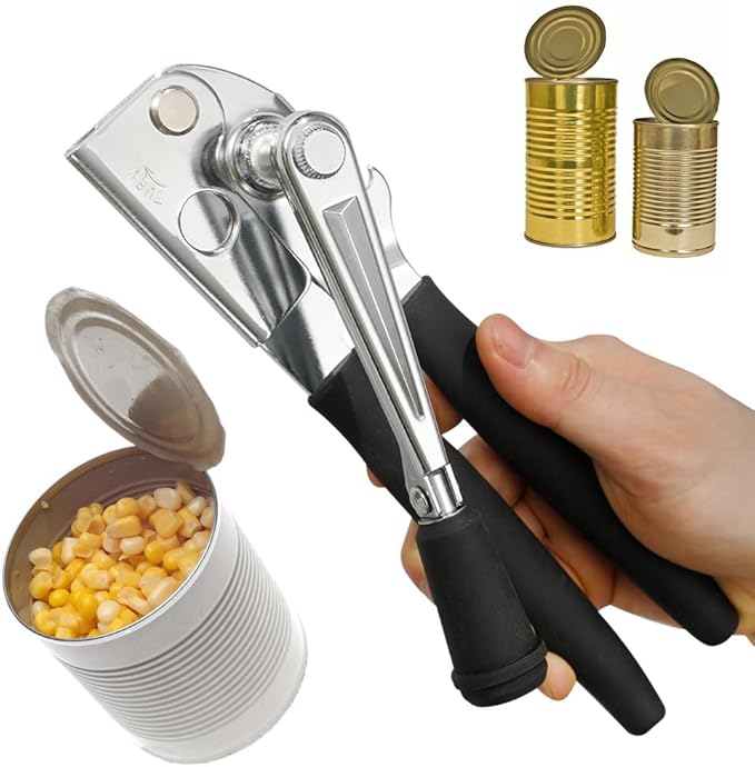 NUFR Crank Can Openers Manual,Heavy Duty Commercial Can Opener with Rubber-coated Long Handles