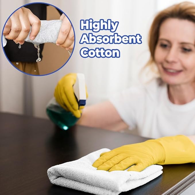 QUBA Linen - Bar Mops Towels, 12 Pack Premium Quality 100% Cotton, Size 16x19 Highly Absorbent and Multi-Purpose Cleaning Rags - Terry Towels for Home and Kitchen Machine Washable bar mops (12)