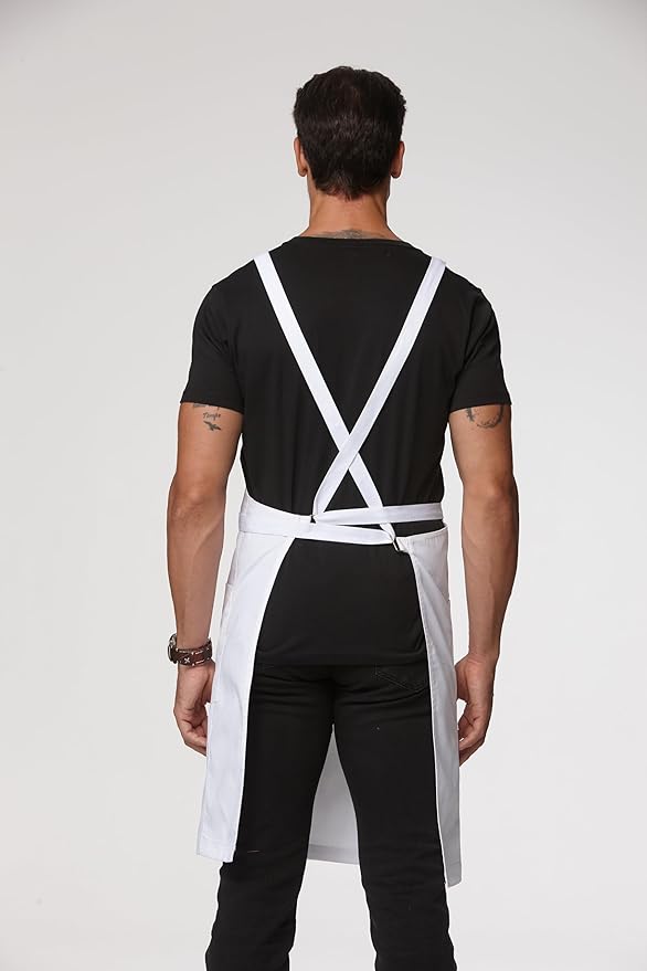 Unisex Kitchen Apron, Cross Strap Apron with 2 Pockets, Durable Waterproof Professional Apron