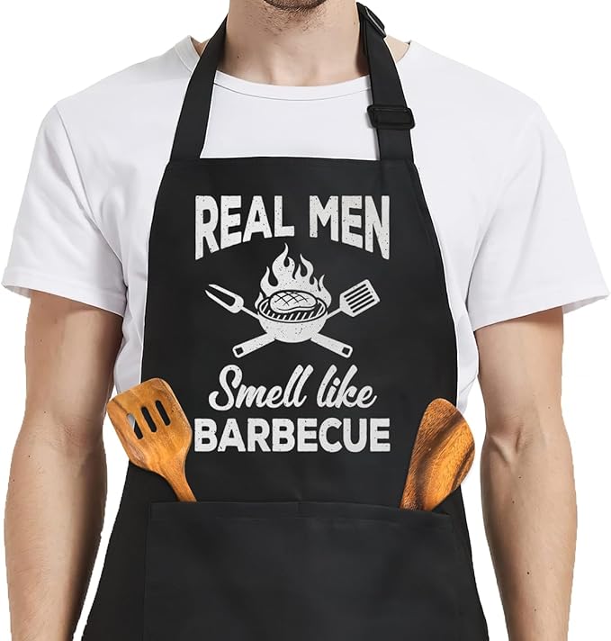 SANDJEST Funny Apron for Dad - Birthday Father’s Day Cooking Grilling Gifts for Mens