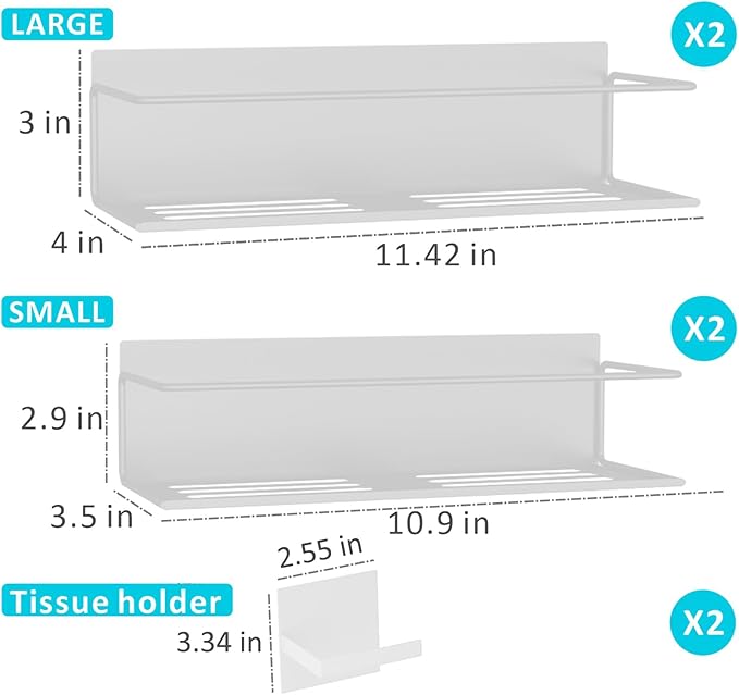 Magnetic Spice Rack For Refrigerator, Space Saving Magnetic Shelf For Fridge White 4 Pack