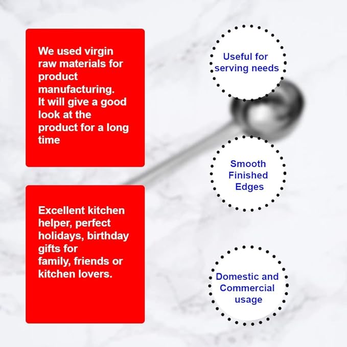 Stainless Steel Deep Ladle | Soup/Milk Ladle | Cooking and Serving Spoon for Kitchen (Pack of 2)
