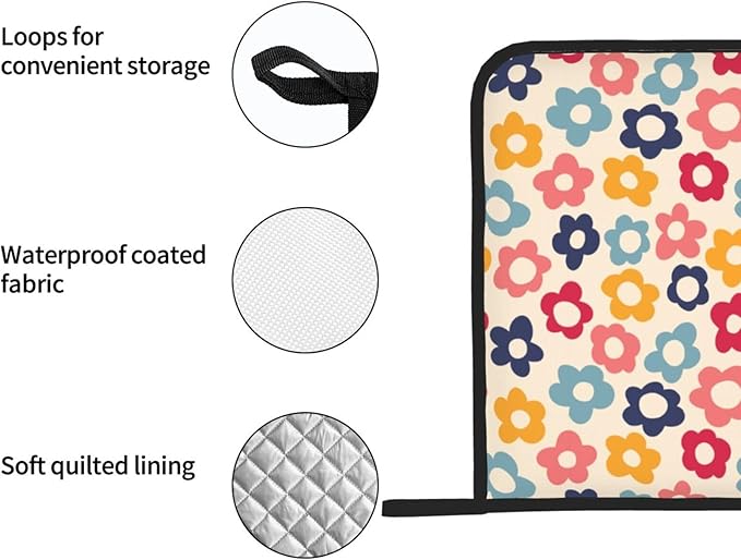 Colorful Daisy Pot Holders 2PCS, Pot Holder for Kitchen Heat Resistant Potholder for BBQ Cooking Baking,Food Hot Pat for Women Men Kitchen Wear(Vintage Hippie Groovy Flowers)