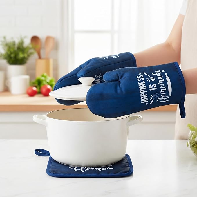 Leinuosen 8 Pcs Kitchen Towels and Oven Mitts Sets Pot Holders Dishcloths Set Kitchen Decorative Accessories Absorbent Potholders Heat Resistant for Chef Baking Cooking
