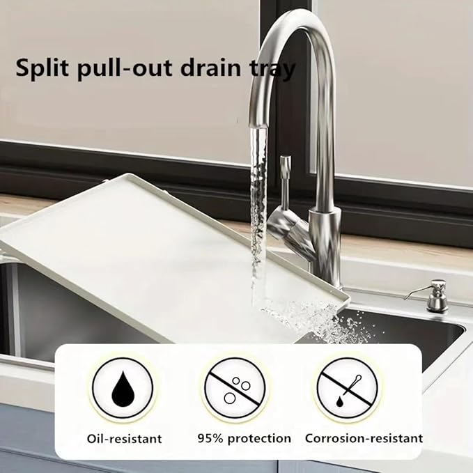 Pull out Cabinet Organizer Fixed with Adhesive Nano Film, Slide out Dish Drying Rack for Kitchen Cabinets, Pull Out Drawer for Kitchen Under Sink Organizer
