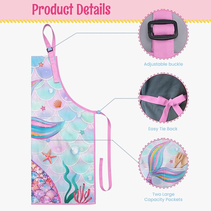SANDJEST Kids Apron with Chefs Hat Set, Kitchen Apron Gifts