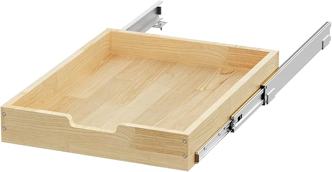 Sikarou Wood Pull Out Cabinet Organizer 17" W x 21" D, Heavy-Duty Sliding Drawers for Inside Cabinets Storage and Organization for Kitchen, Pantry, Bathroom