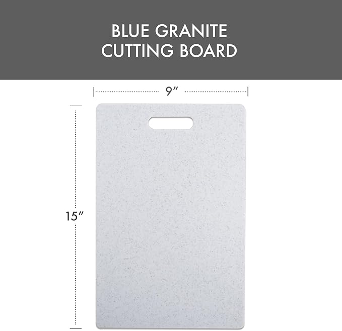 Dexas Superboard Cutting Board with Handle 9.5 x 15 inch Blue Granite, Compact Kitchen Prep Board, Dishwasher Safe, Non-Porous Poly Surface, Made in USA