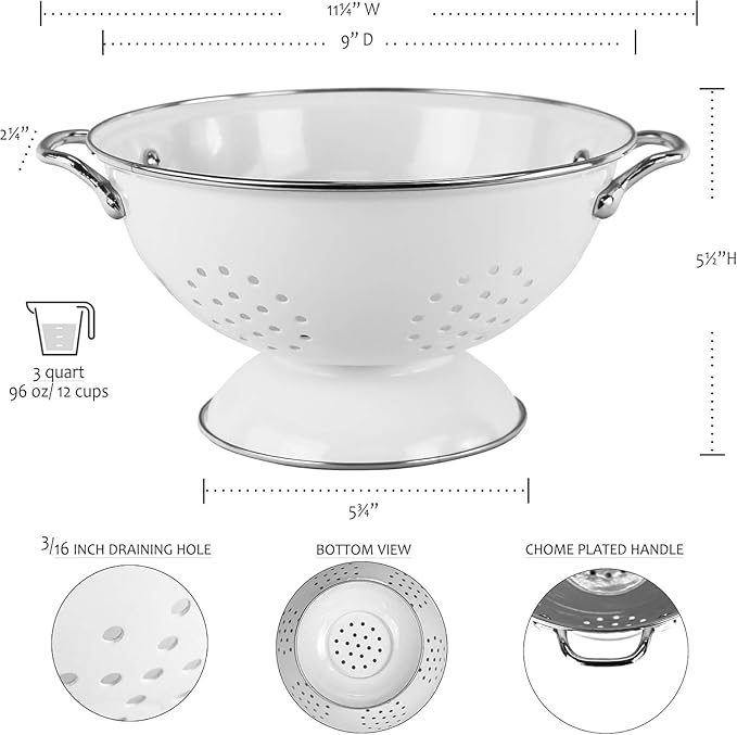 Reston Lloyd Calypso Basics Powder Coated Enameled Colander, 3-Quart, Turquoise