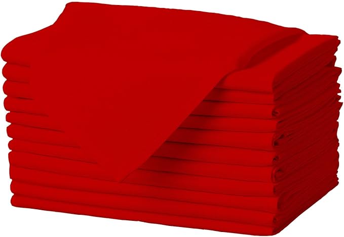 Gee Di Moda Cloth Napkins - 17 x 17 Inch Red Dinner Napkins - Set of 12 Soft & Absorbent Washable Fabric Cloth Table Napkins with Hemmed Edges for Hotel Restaurant, Holiday Parties & Wedding