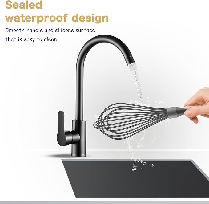 OYV Dishwasher Safe Whisk, Professional Whisks for Cooking Non-Scratch, Stainless Steel & Silicone Wisk, Plastic Rubber Whisk Tool for Nonstick Cookware Pans, Heat Resistant,12-Inch, Grey